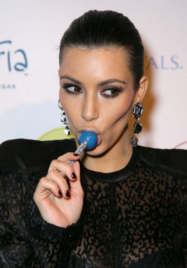 Kim Kardashian licking