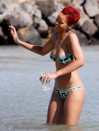 Rihanna green bikini