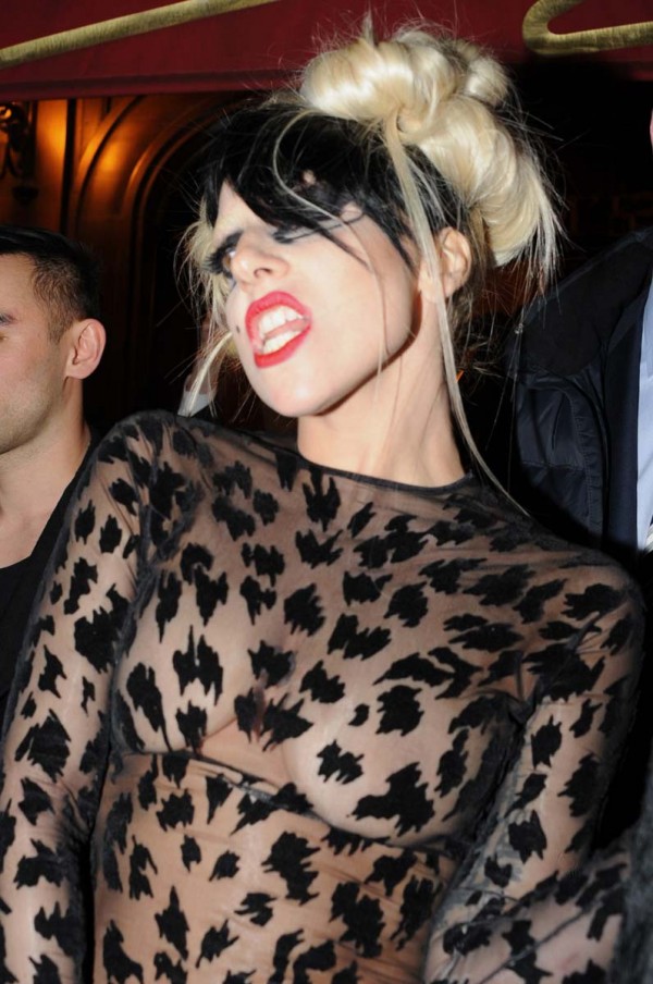 Lady Gaga topless see through