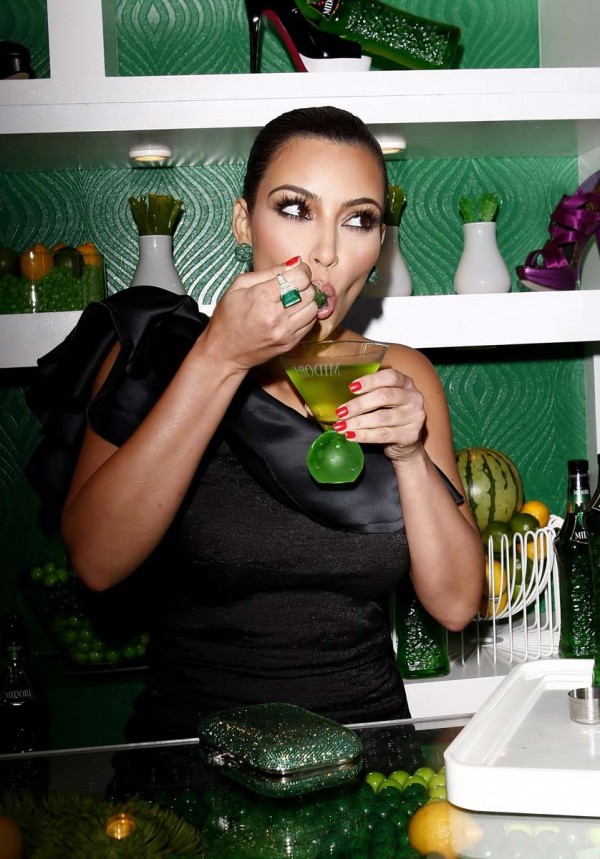 Kim Kardashian midori melon liqueur trunk show Kim Kardashian midori melon liqueur trunk show