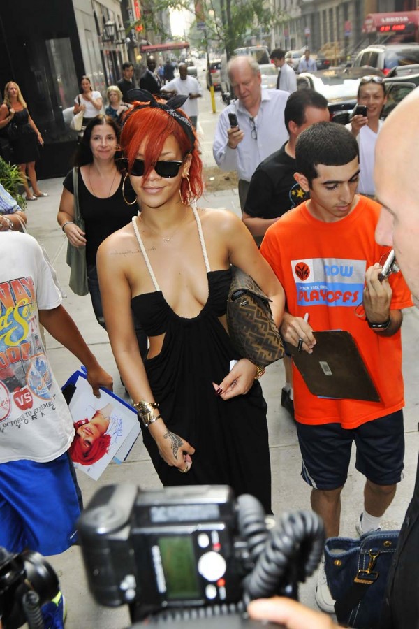Rihanna braless cleavage
