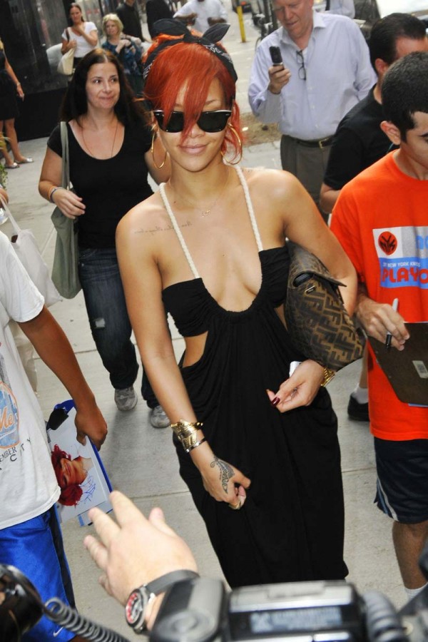 Rihanna braless cleavage