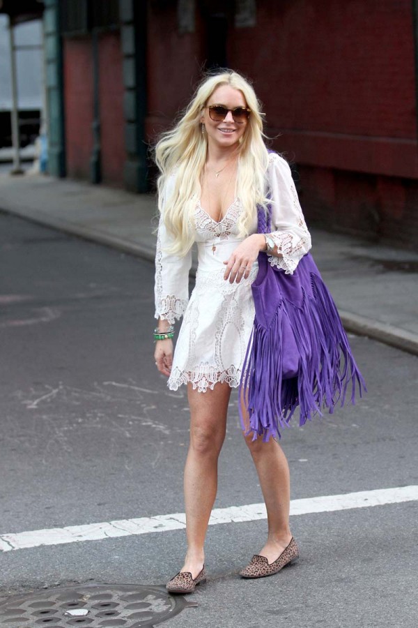 Lindsay Lohan cleavage white