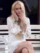 Lindsay Lohan cleavage white