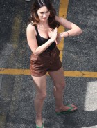 Megan Fox cleavage on the set
