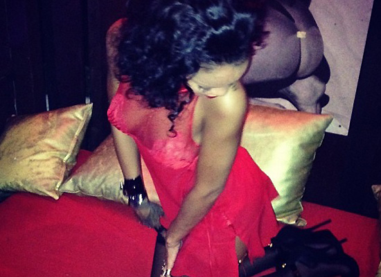 Rihanna red lingerie on Instagram