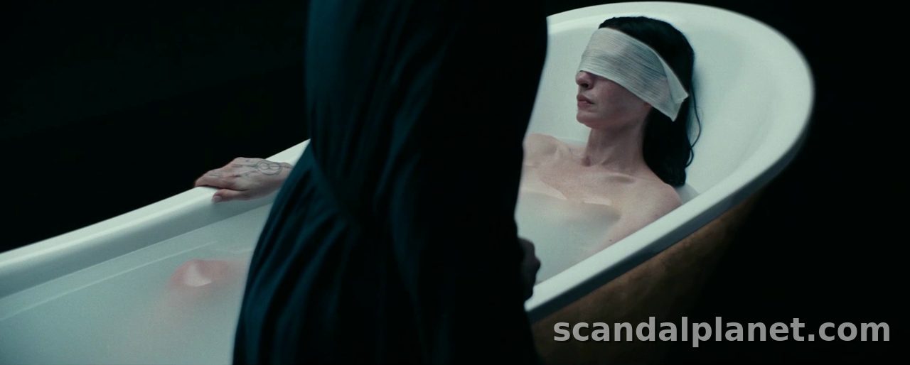 Anne Hathaway in an eye mask in the bathtub, Mother Mary (2026)