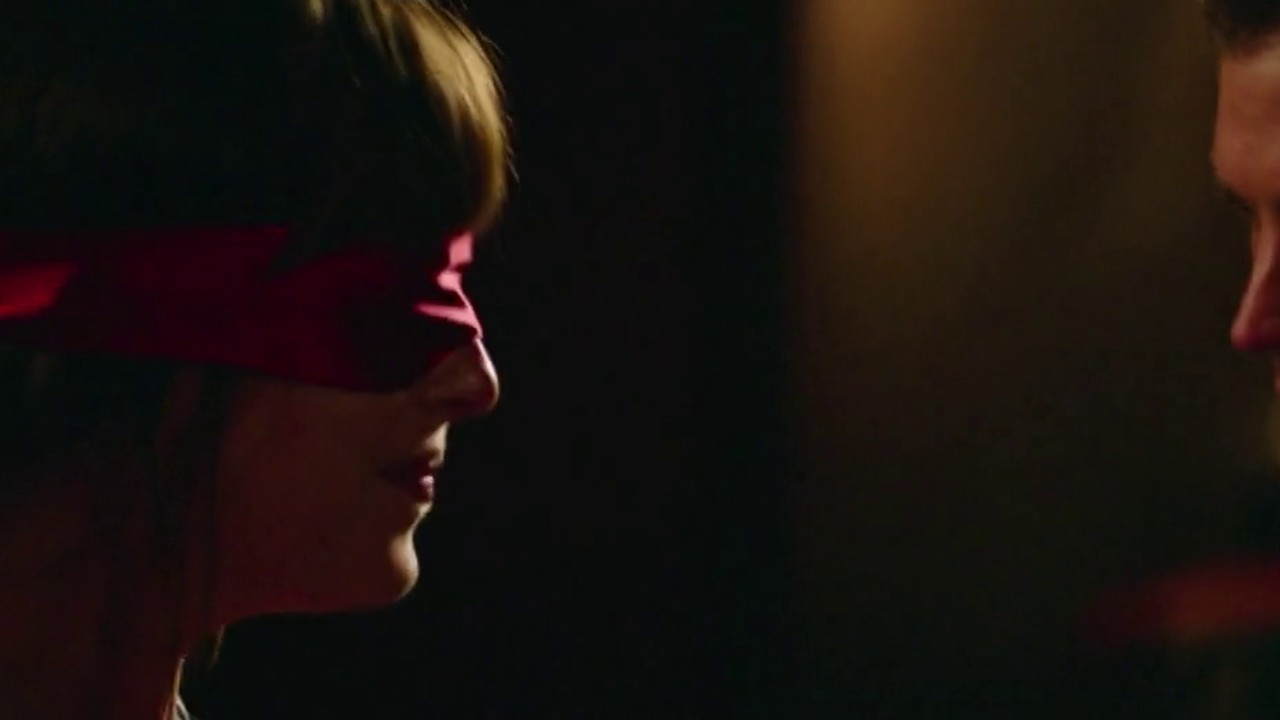 Dakota Johnson and Jamie Dornan in the Red Room, Fifty Shades Freed