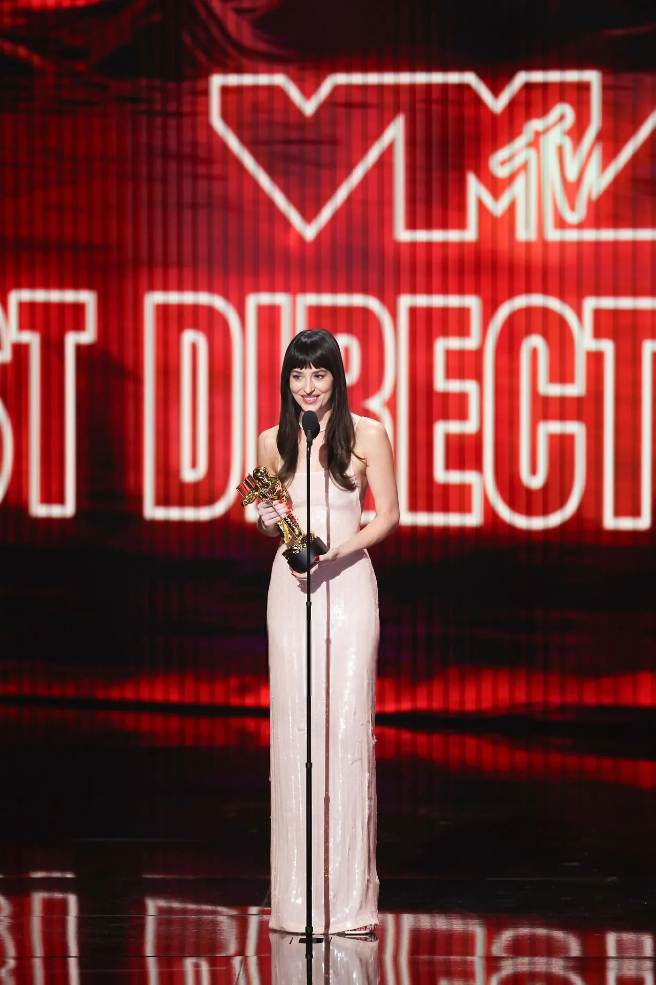 Dakota Johnson in pale pink Gucci at the 2026 MTV VMAs