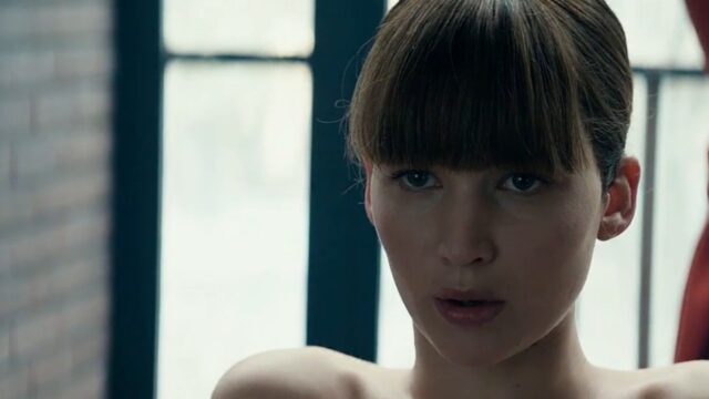 Jennifer Lawrence as Dominika Egorova in the Red Sparrow classroom scene (2018)
