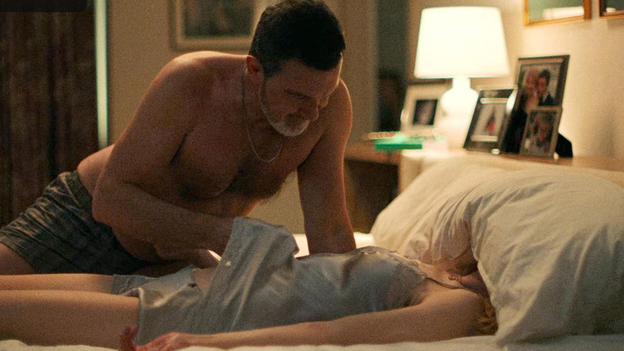 Antonio Banderas and Nicole Kidman in bed, Babygirl (2024)