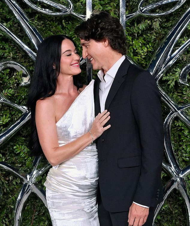 Katy Perry and Justin Trudeau close together on the Lucas Museum opening gala carpet, September 19, 2026