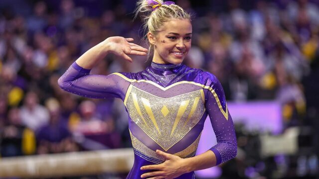 Olivia Dunne at a gymnastics meet, 17 January 2025